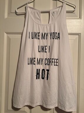 Champion XL Graphic Yoga Tank Top - "I Like My Yoga Like I Like My Coffee, Hot"